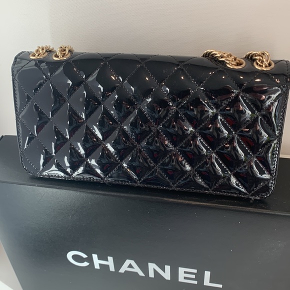 Rare🖤 CHANEL Evening Star East West Glitter Leather Bijoux Soft Gold Quilted Bag - Picture 5 of 16
